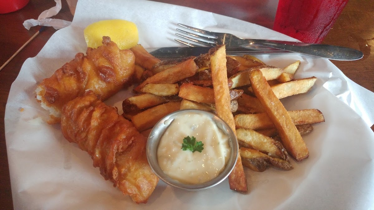 Fish n chips after I had taken a bite. I didn't get the peas because they have dairy, and that's a no no for me, too.