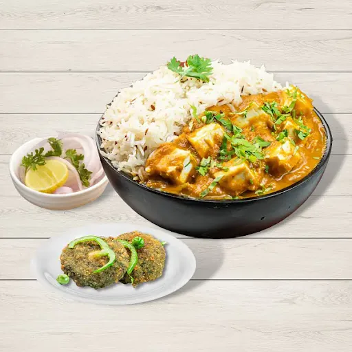 Paneer Kadhai Rice Bowl With Hara Bhara Kebab