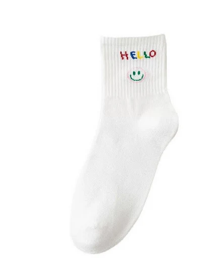 Women New Cotton Socks Cartoon Bear Rainbow Letter Love S... - 1