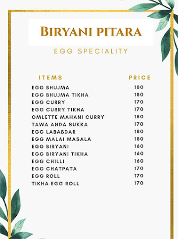 Biryani Pitara menu 