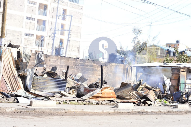 Smoke can still be seen billowing from the area in the morning after the gas explosion in Embakasi on February 2, 2024