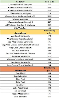 Vadapav King menu 1