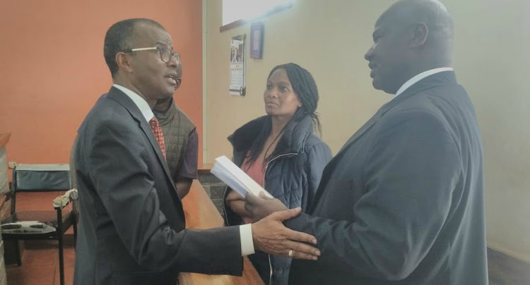 Sarah Wairimu's lawyer, Philip Murgor and Sarah at a Kiambu court on Thursday, August 29, 2019.
