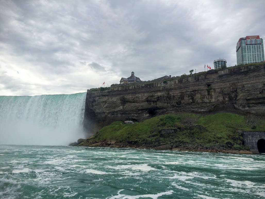 Another shot of Horseshoe, the Canadian side, the behind the falls tour group (middle right) and a sliver of one of the our of service electric plants.