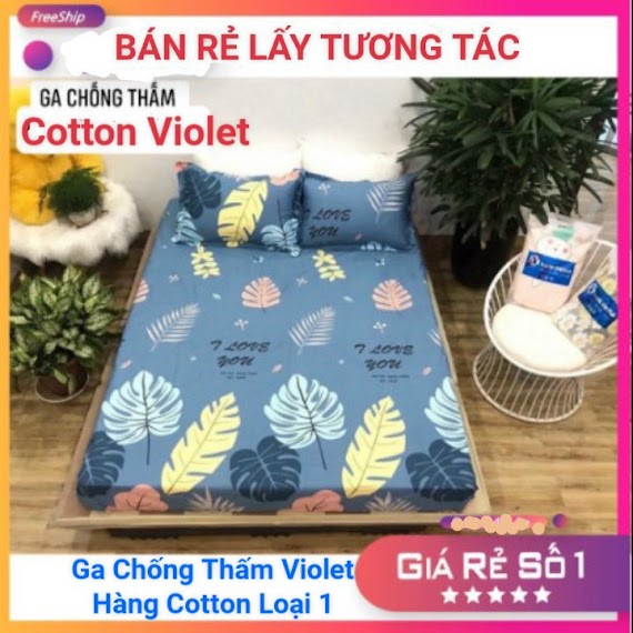 Ga Chống Thấm Cotton 100% Violet Chống Thấm Nước Cao Cấp Cho Bé, Ga Chống Thấm Cotton Hàng Loại 1