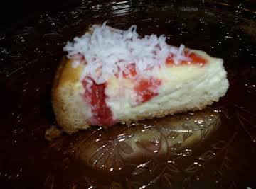 Strawberry Filled Coconut Cheesecake