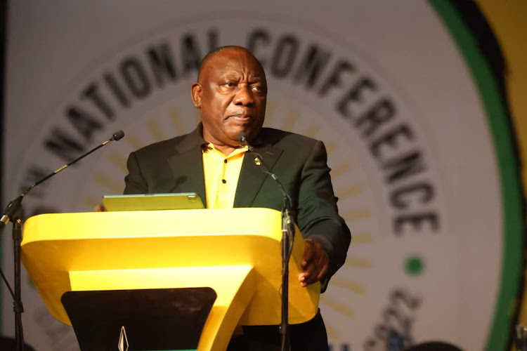 President Cyril Ramaphosa delivering the closing address at the ANC national conference at Nasrec Expo Centre, Johannesburg.