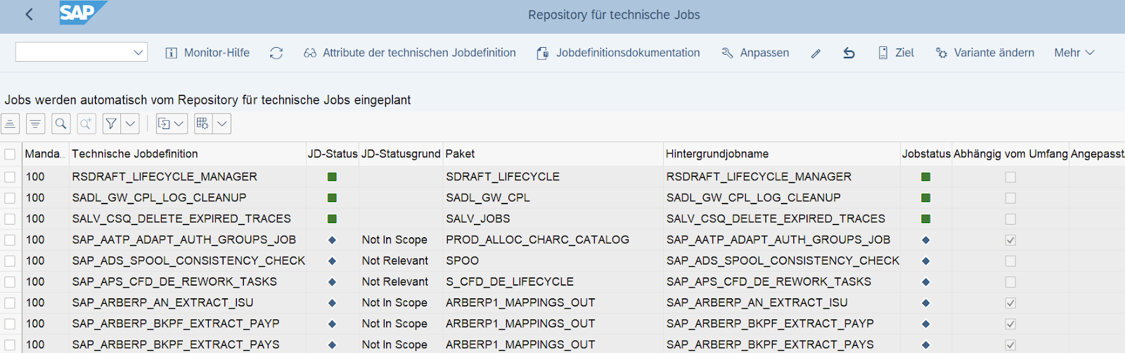 Transaction SJOBREPO in the context of SAP S/4HANA