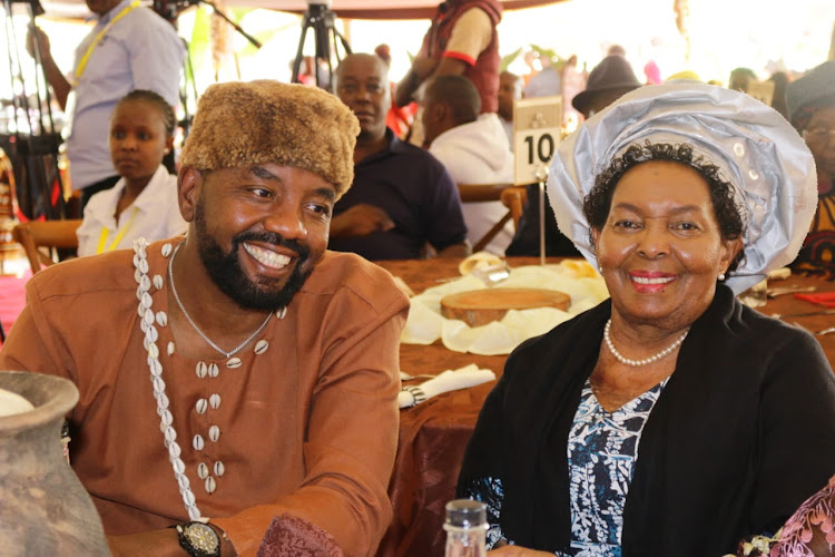 Waiguru's elder brother Micheal Mureithi with mother Mary Njeri Nyamu