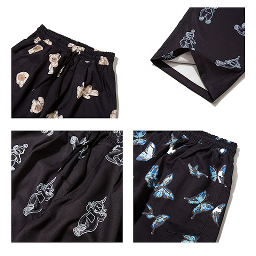 Title 1, Butterfly bear print wide-leg pants for women, ...
