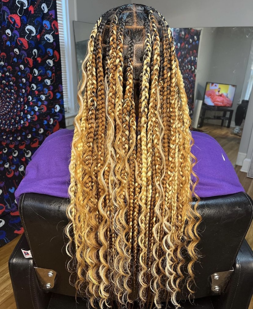 27. Knotless Braids with Pixie Curl