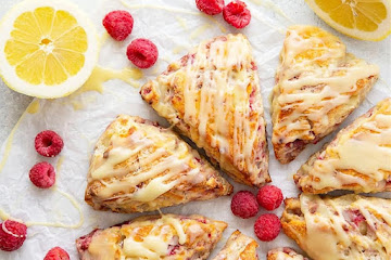 Lemon Raspberry Scones with White Chocolate Glaze