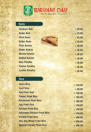 Biryaniday menu 