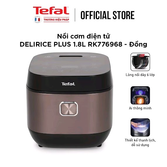 Nồi Cơm Điện Tefal Rk776968 1.8L - Lòng Nồi Siêu Dày 4Mm - Hàng Chính Hãng