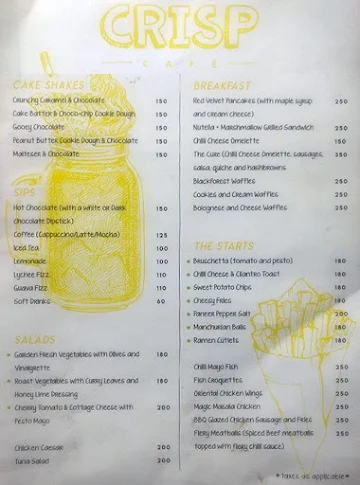 Crisp Cafe menu 