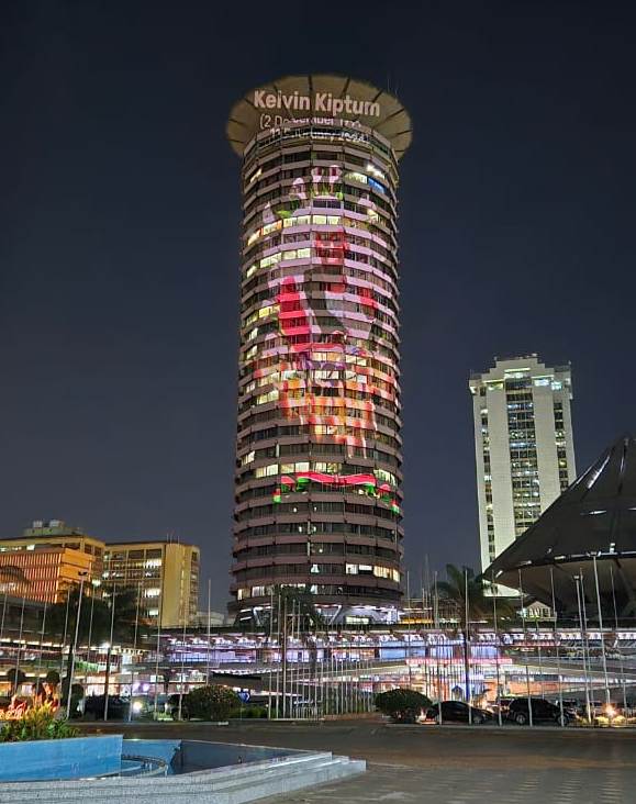 Kelvin Kiptum's image on KICC