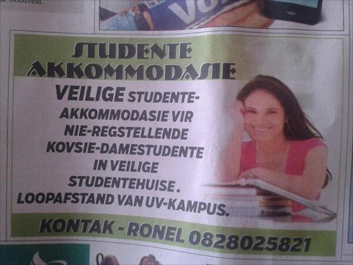 A newspaper advert targeting "non-affirmative action" female students for accommodation in Bloemfontein has prompted University of the Free State rector Jonathan Jansen to complain to the South African Human Rights Commission.