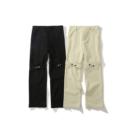 Title 5, ActionHip-hop Button Strap Striped Casual Ins D...