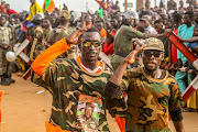 Junta supporters in Niger take part in a demonstration in Niamey, Niger, August 11 2023. 
