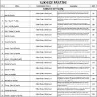 Sukhi De Parathe menu 1