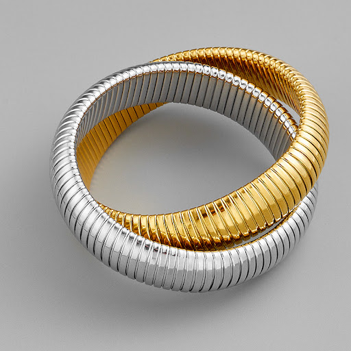 Title 4, Golden Stainless Steel 18K Bracelet with Double...