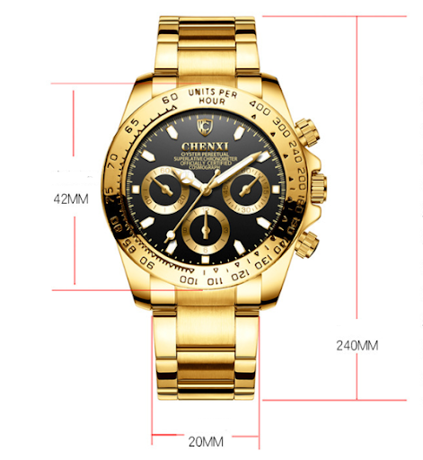 Title 2, Mens Electroplated Gold Luminous Waterproof Bu...