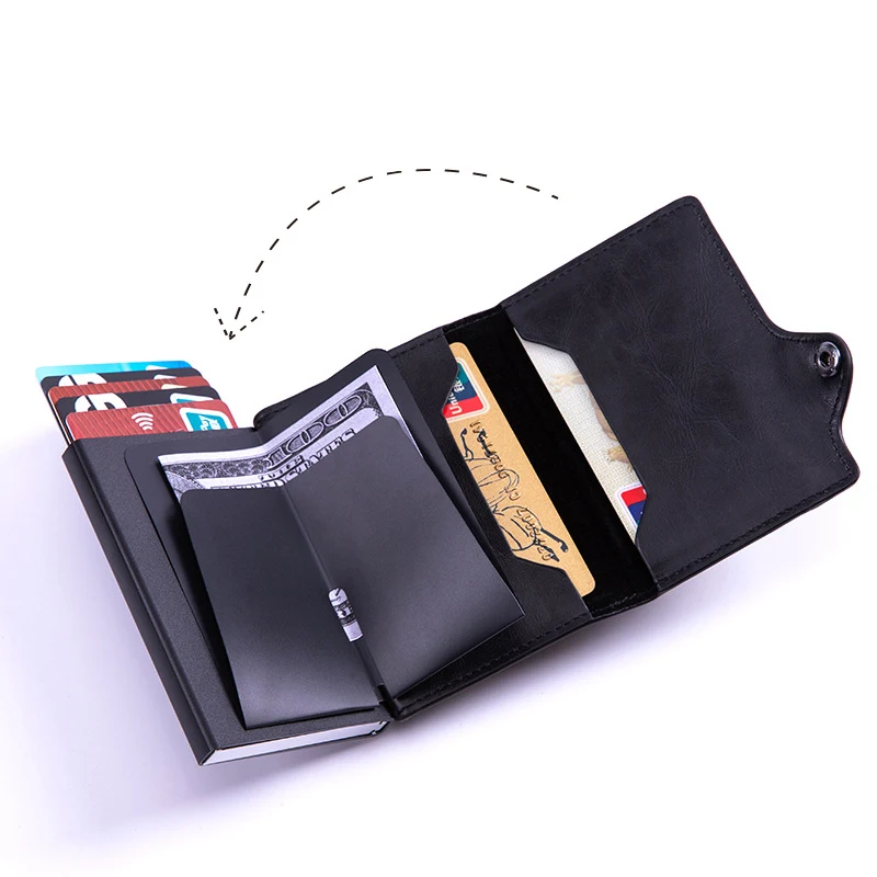 Portefeuille homme ultra-fin avec protection RFID anti-vol. Nombreuses fentes pour cartes. Sécurité optimale et design discret.