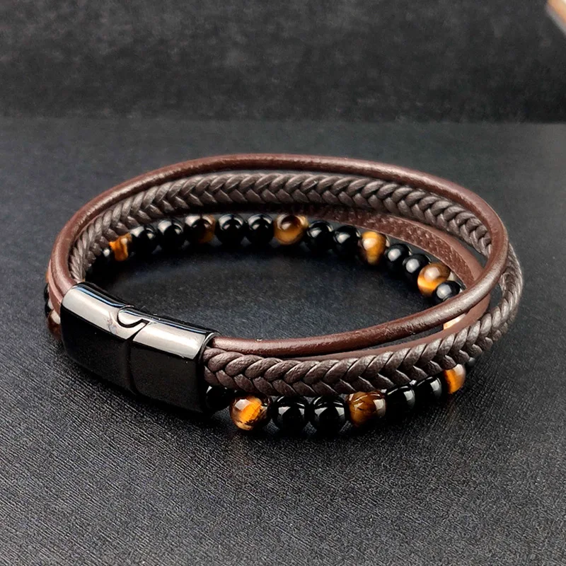 Meerlaagse Armband RVS Magnetische Polsband voor Pijnverlichting en Elegantie Verstelbare Armband met Magneten Modern Design