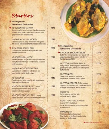 Nandhana Palace menu 