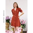 Đầm Mini Dress Thô Mềm Cam Cháy Hàng Khuy Sừng 311Dr1206 Adore Dress