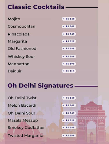 Oh Delhi menu 