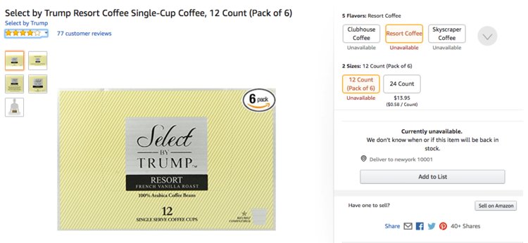 Two Rivers Coffee, the maker of Select by Trump coffee, stopped making the coffee pods last year. Sam Blaney from Two Rivers Coffee told the Washington Post the decision was made due to a lack of sales.