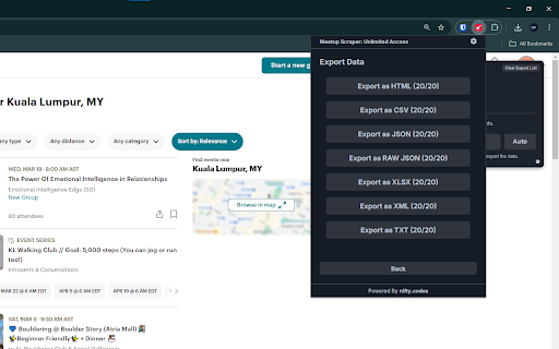 Meetup Scraper: Export Events, Groups, Members & more Preview 5