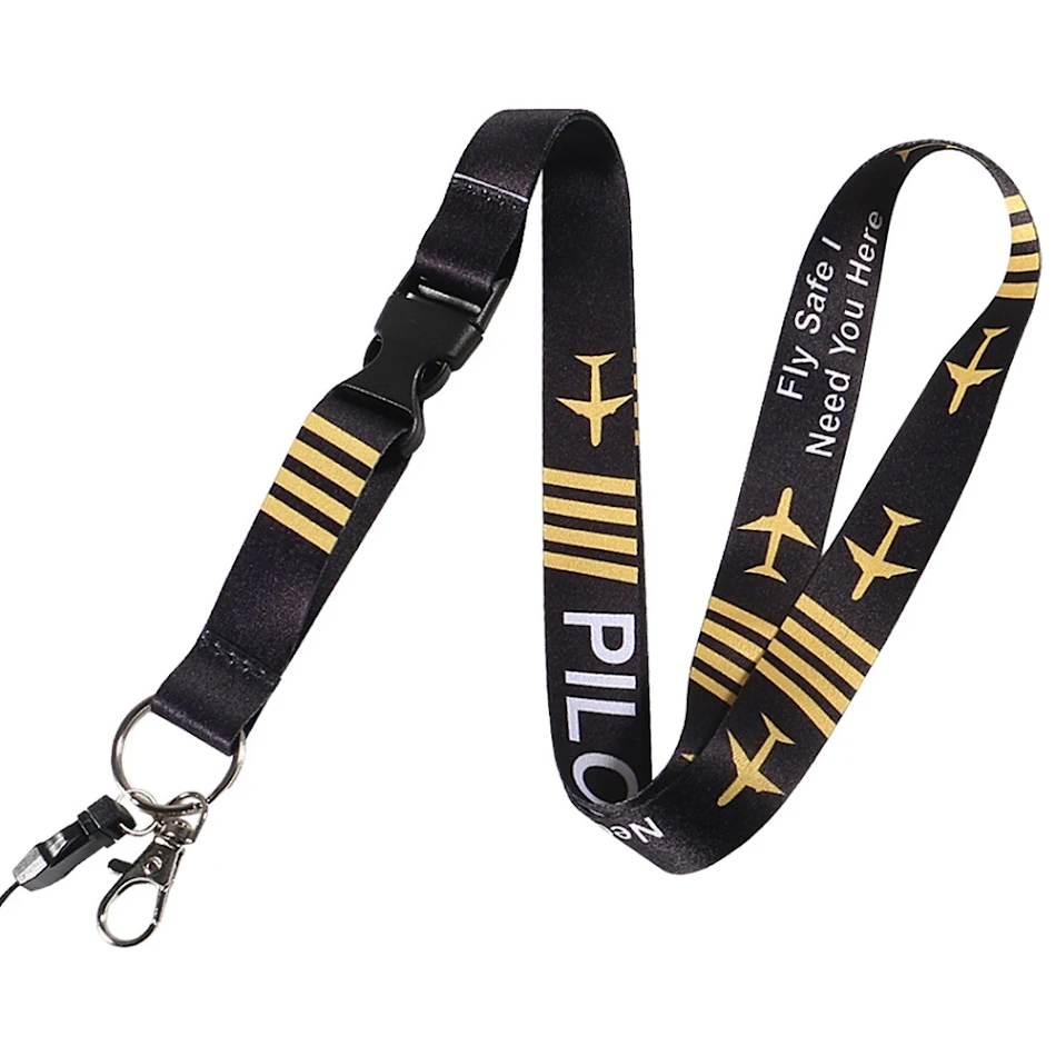 Lanière de téléphone portable pilote noir, jaune et blanc. Sangle pour carte d'identité. Gardez votre téléphone à portée de main, pratique et élégant.