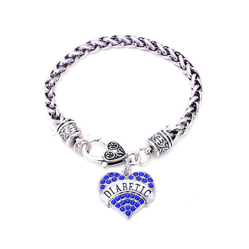 Title 2, Zinc Alloy Diamond Heart-shaped DIABETIC Bracel...