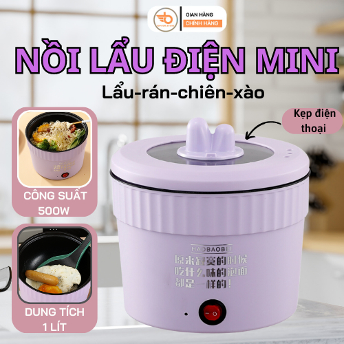 Nồi Nấu Mì Mini Đa Năng, Bát Điện Mini , Nồi Điện Nấu Mì, Nồi Cơm Điện Mini , Nồi Ăn Lẩu 1 Người Dung Tích 1L