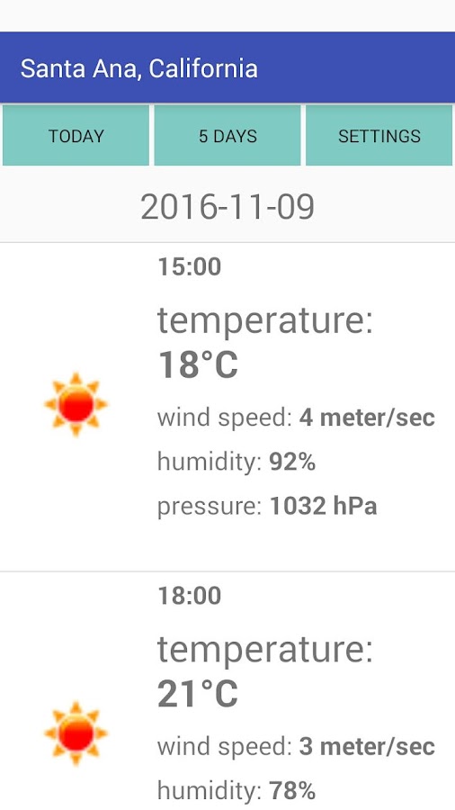 Santa Ana, California Weather Screen 3