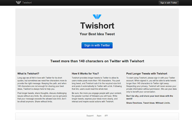 Twishort chrome extension