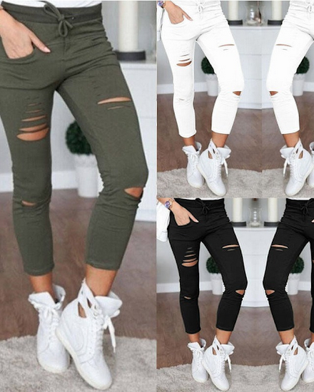 New Ripped Jeans for Women Women Big Size Ripped Trousers... - 0