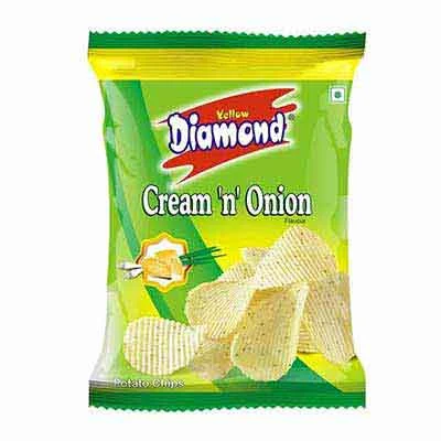 Yellow Diamond Cream N Onion Chips 35 Gm