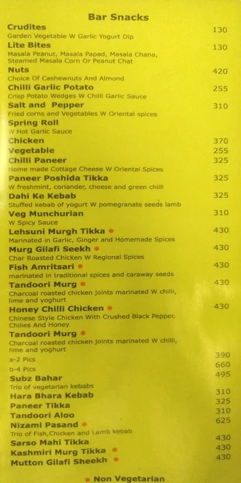 Slounge - Lemon Tree Hotel Food Menu 1