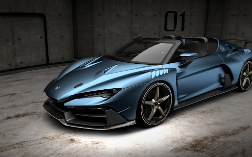 Sleek Blue Sports Car in Modern Urban Garage screenshot 2
