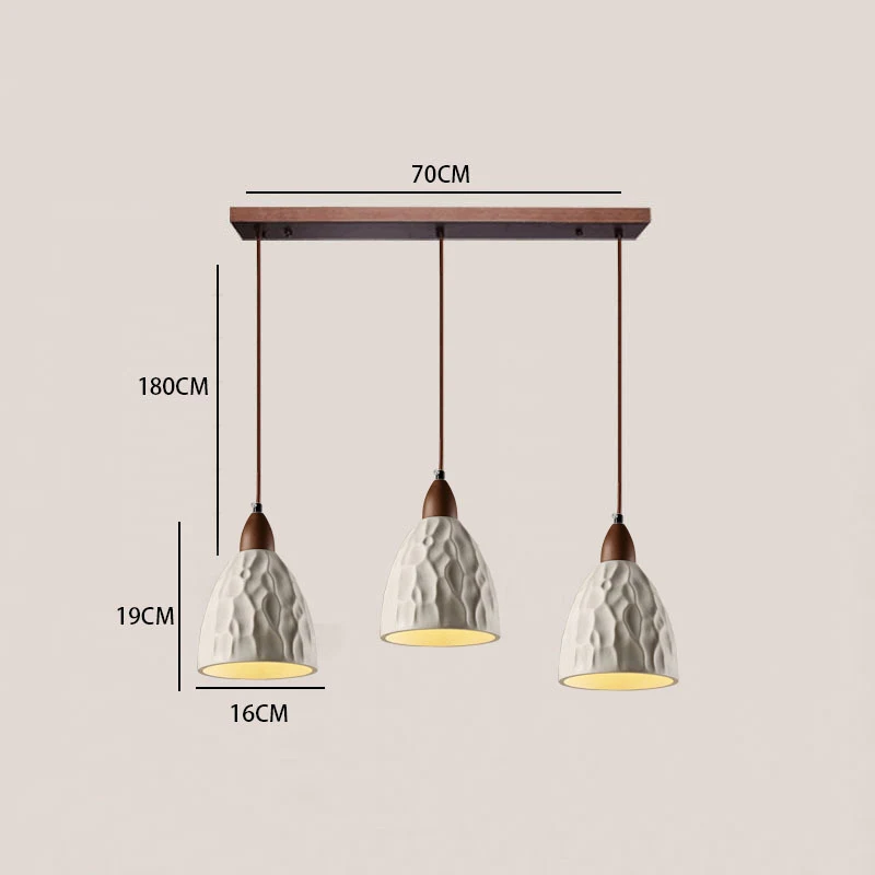 Japanse hanglamp voor slaapkamer, restaurant, bar, met drie lampen, vintage stijl, cement en hout, sfeervolle verlichting