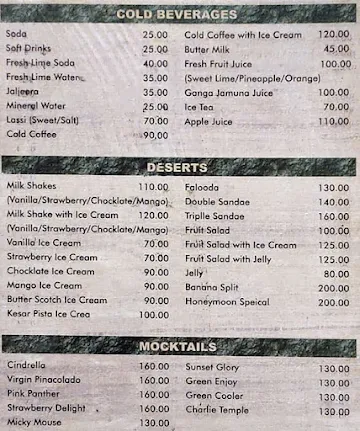 Vaidehi Family Restaurant menu 