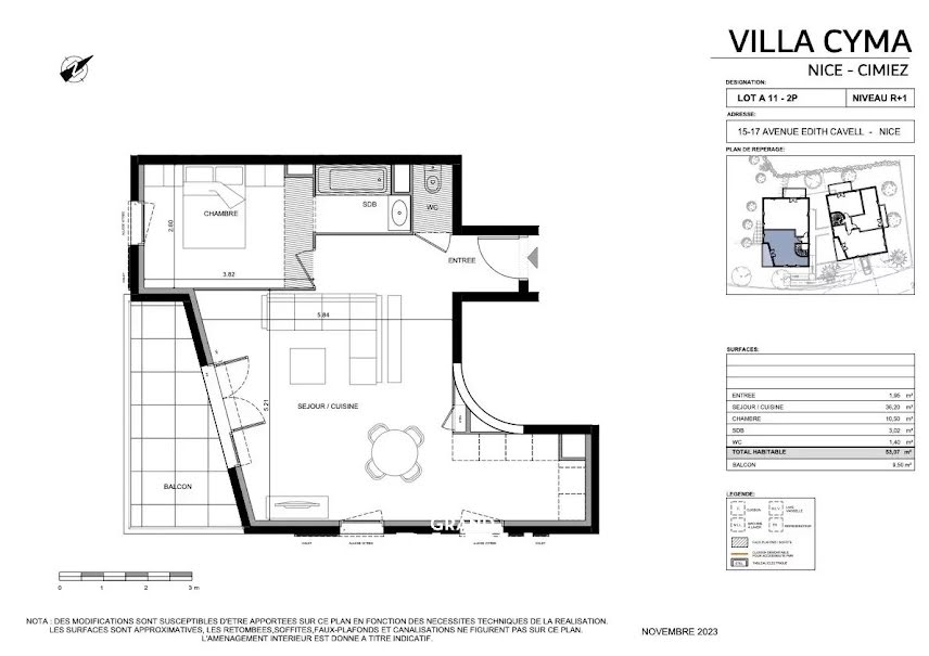 Vente appartement 2 pièces 53.07 m² à Nice (06000), 420 000 €