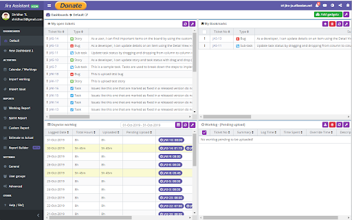 Jira Assistant: Worklog, Sprint report, etc