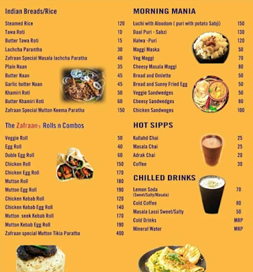 The ZAFRAAN menu 