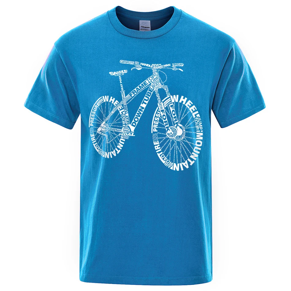 Polyester heren casual T-shirt met ronde hals, fiets patroon, korte mouw. Perfect voor fietsen en dagelijks gebruik, comfortabel en stijlvol.