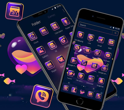 Colorful Neon Love Heart Launcher Theme ?