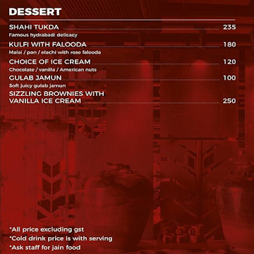 Terracotta Multicuisine Restaurant menu 